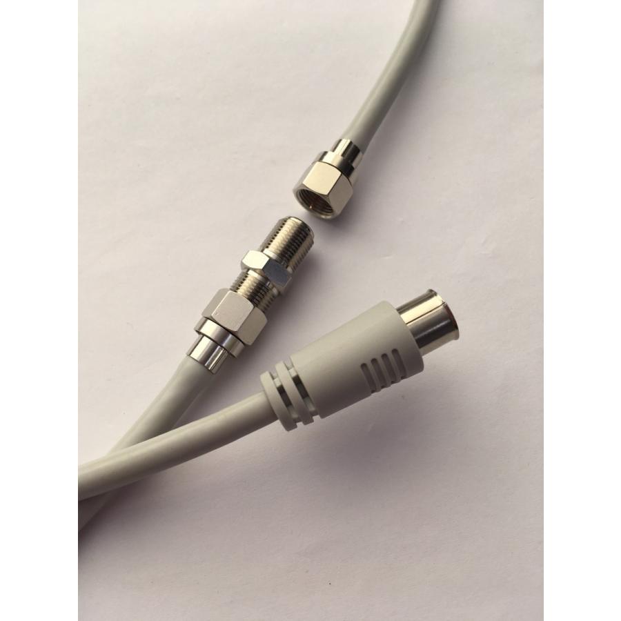 延長ができる!テレビ接続ケーブル S4C-FB 1.0m~3.0m F型プッシュ x F型ねじ式接栓付 中継接栓付属 ライトグレー14SF-〇G